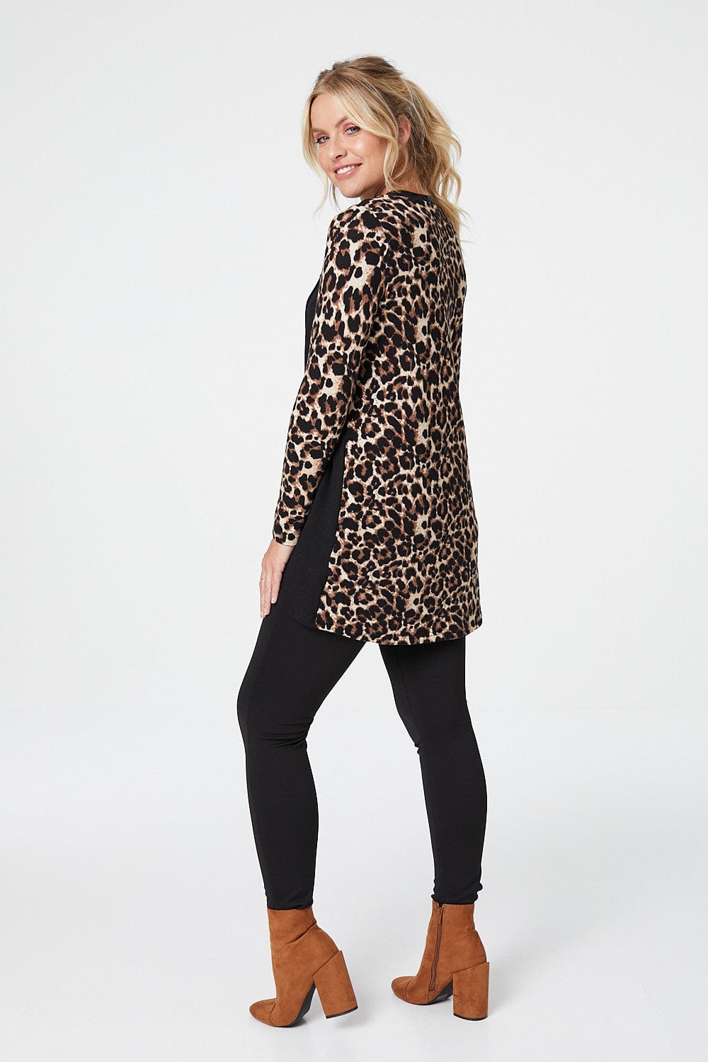 Beige | Animal Print Long Sleeve T-Shirt