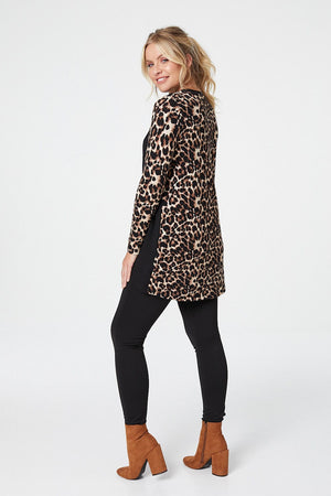 Beige | Animal Print Long Sleeve T-Shirt