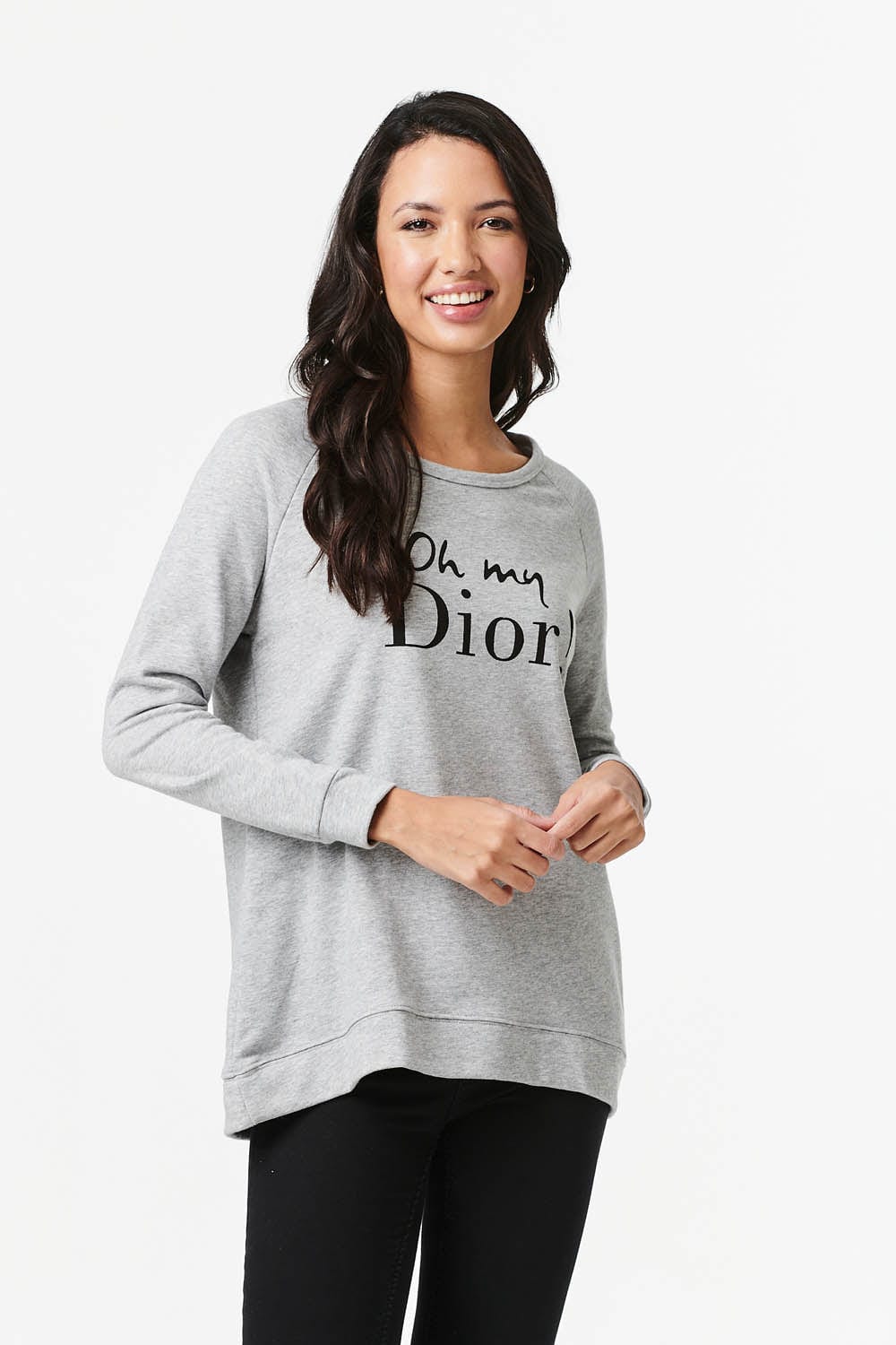 Light Grey | Slogan Print Sweatshirt