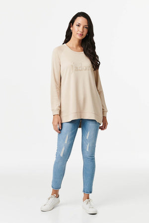 Stone | j'adore Print Sweatshirt