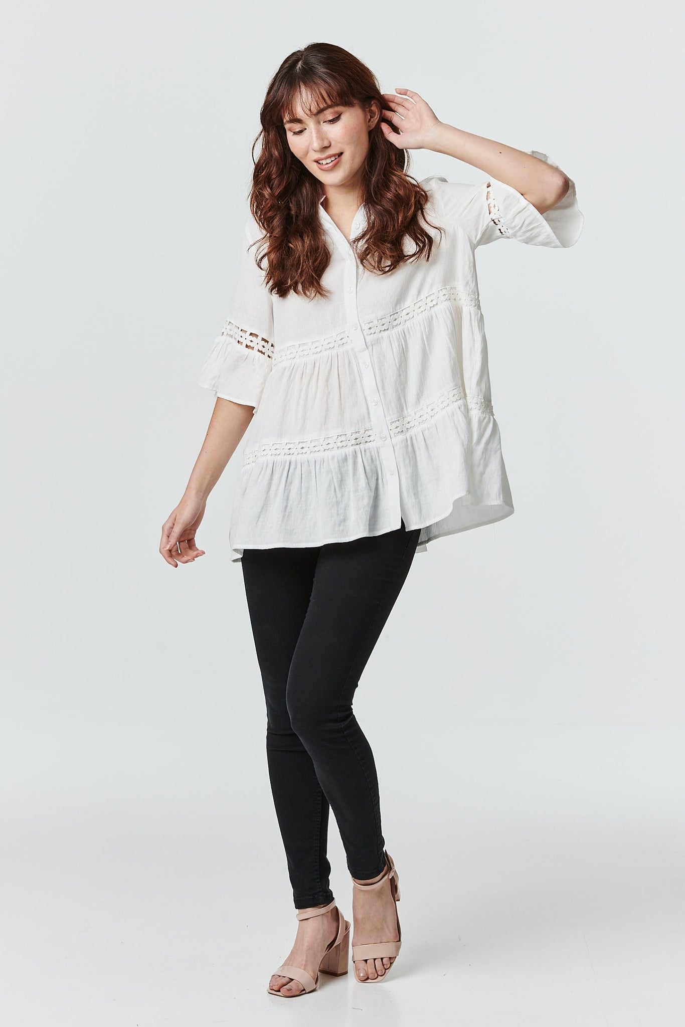 White | Tiered Oversized Shirt