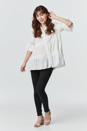 White | Tiered Oversized Shirt