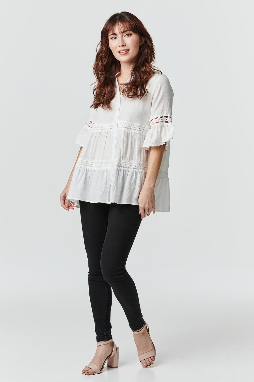 White | Tiered Oversized Shirt
