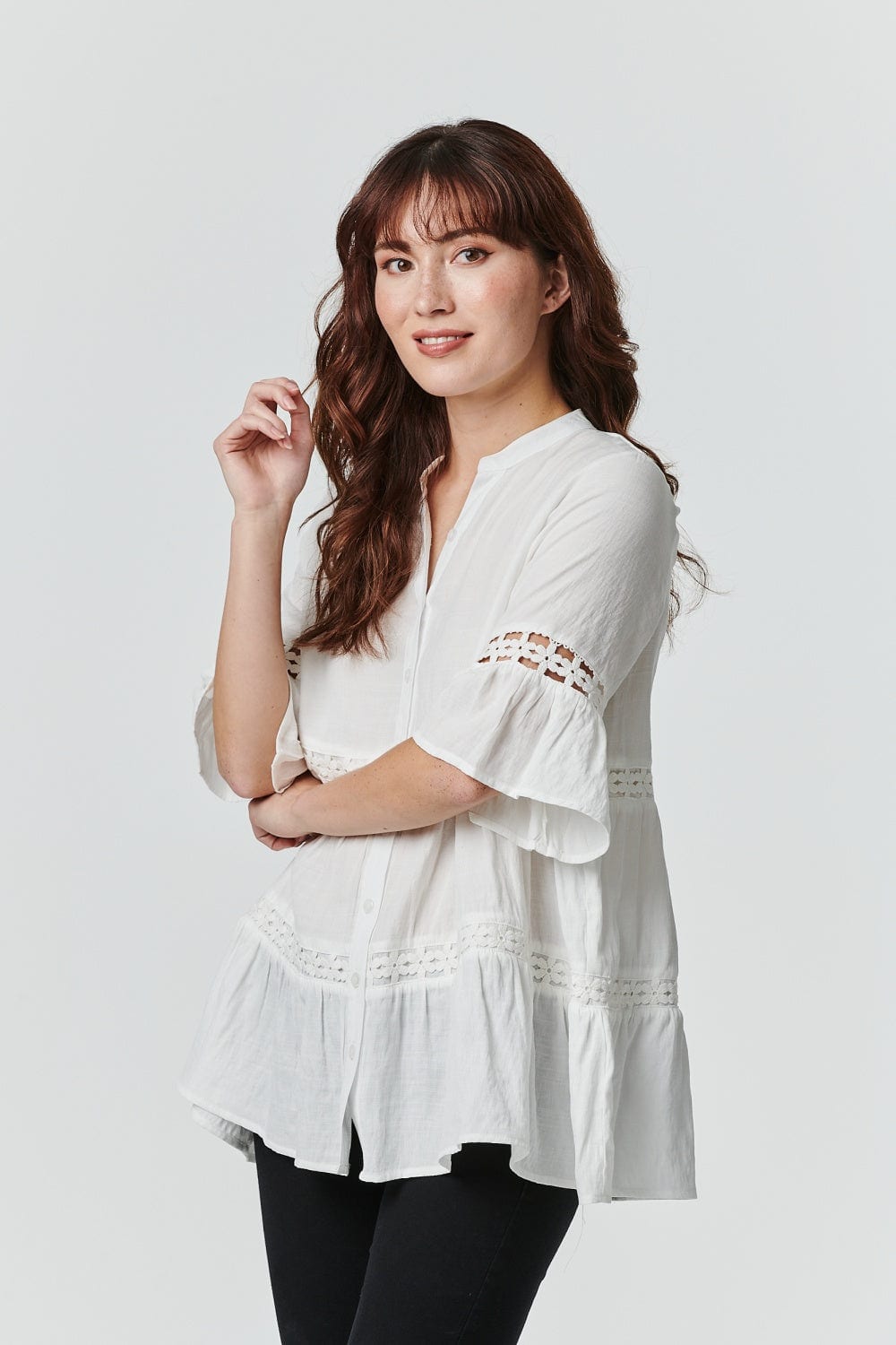 White | Tiered Oversized Shirt