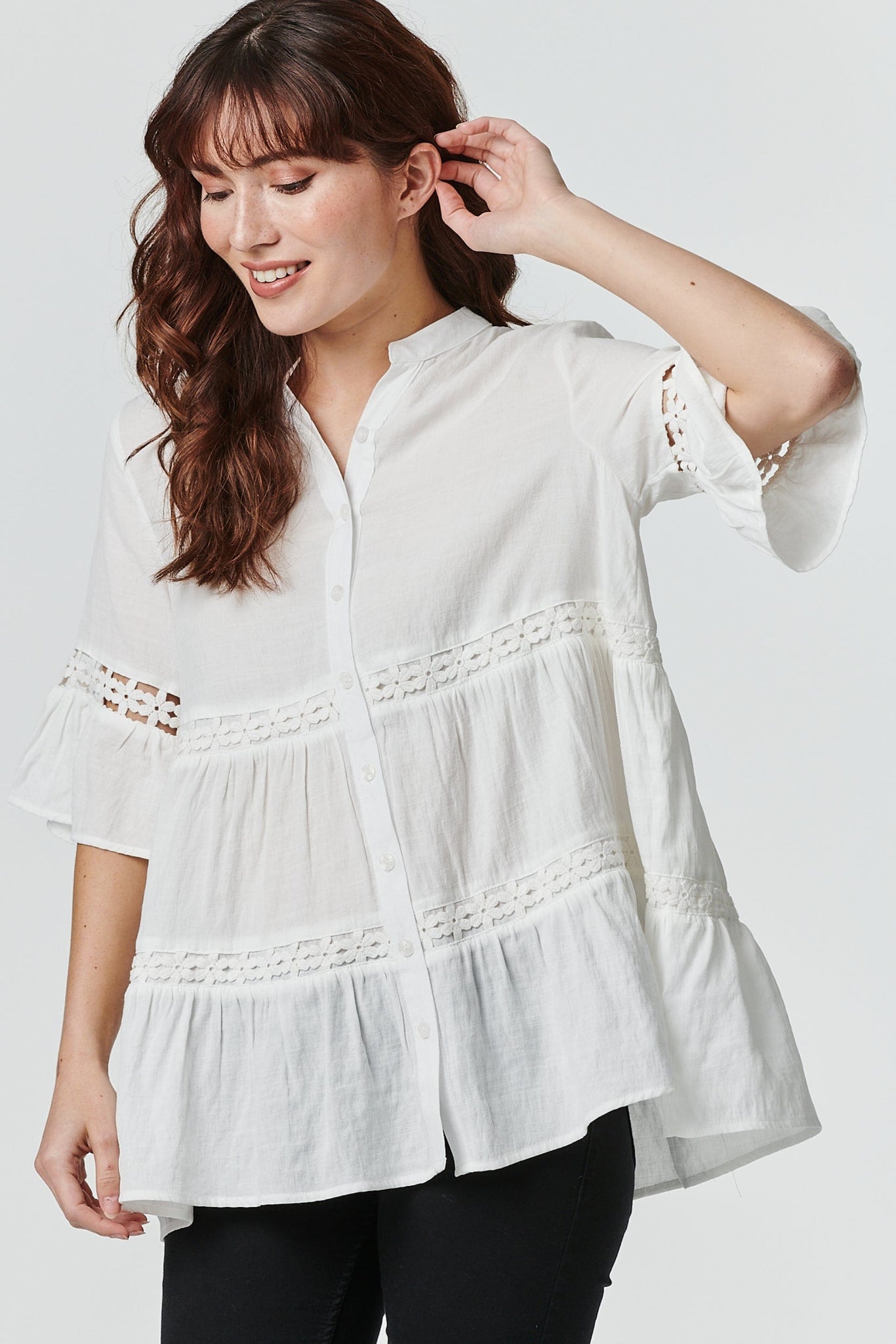 White | Tiered Oversized Shirt