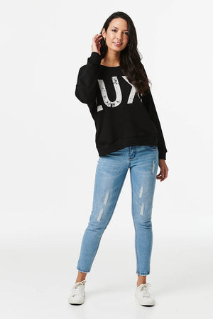 Black | Luxe Print Relaxed Sweatshirt