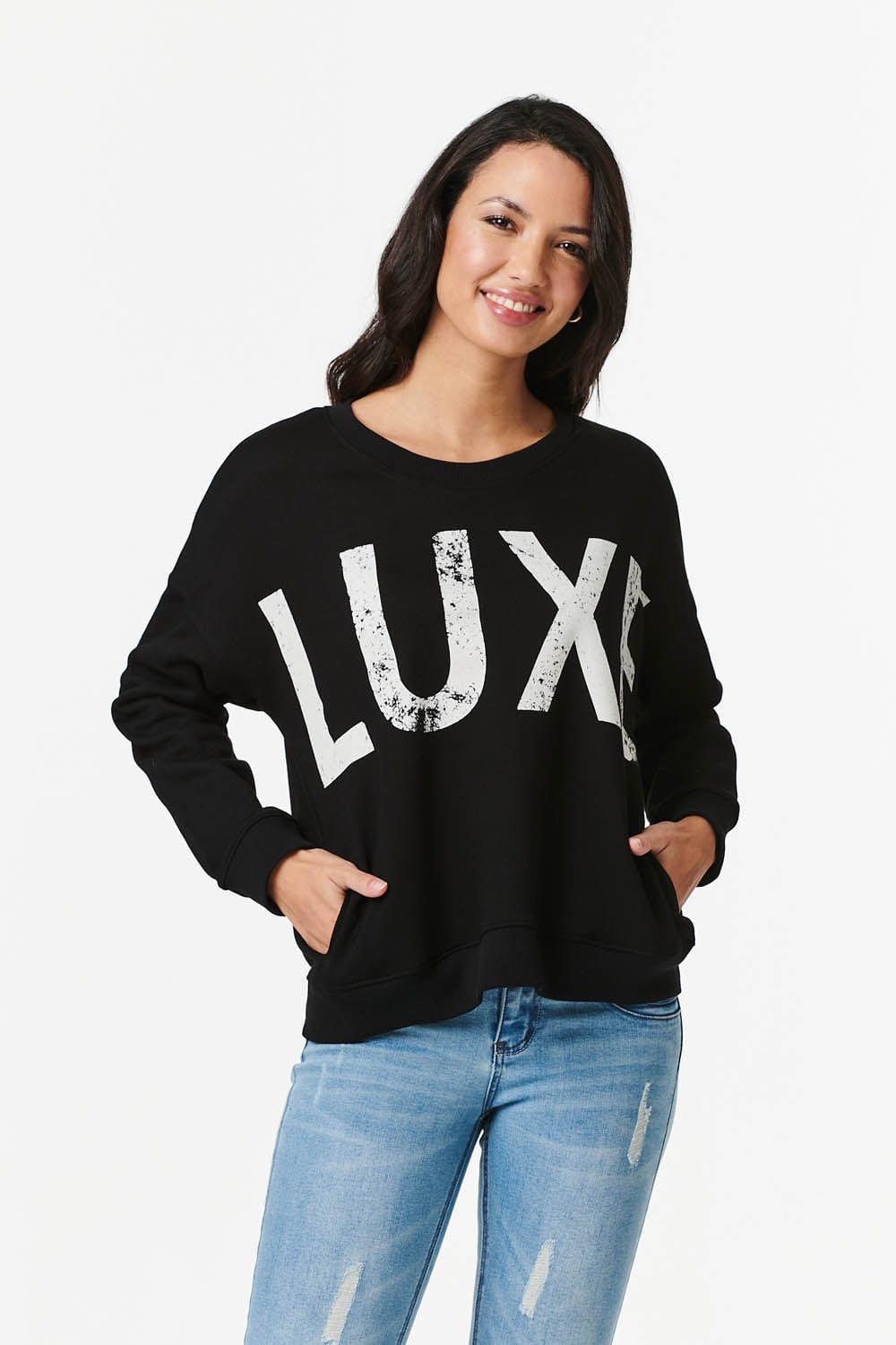 Black | Luxe Print Relaxed Sweatshirt