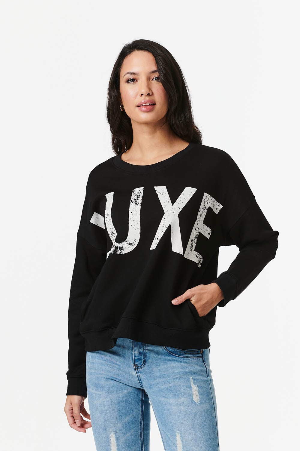 Black | Luxe Print Relaxed Sweatshirt