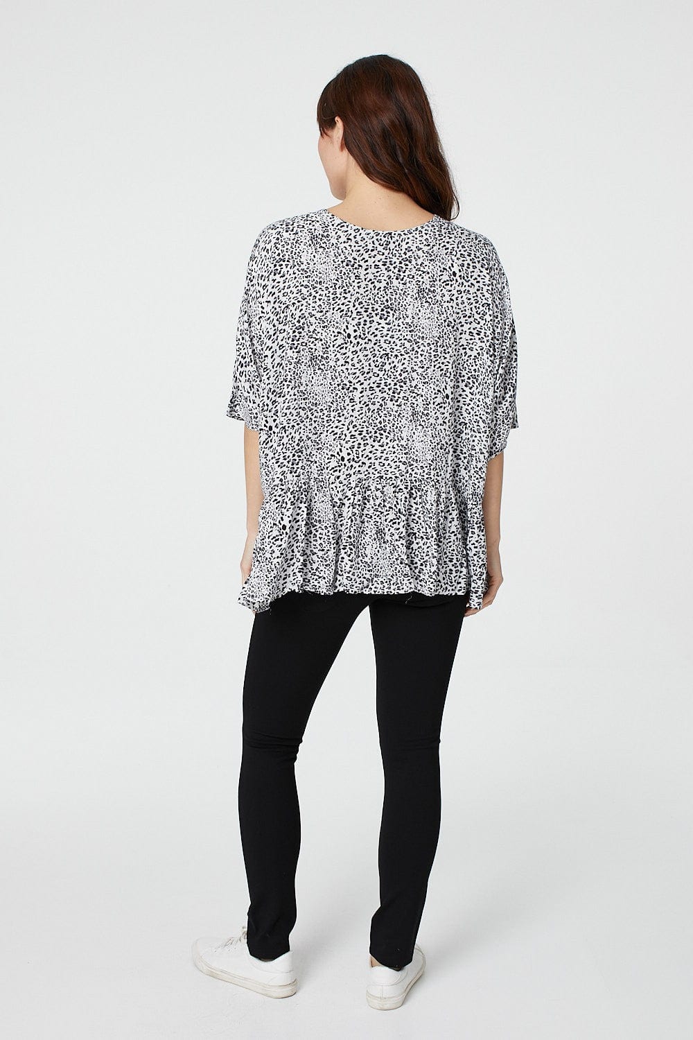 Grey | Ditsy Print 3/4 Sleeve Blouse