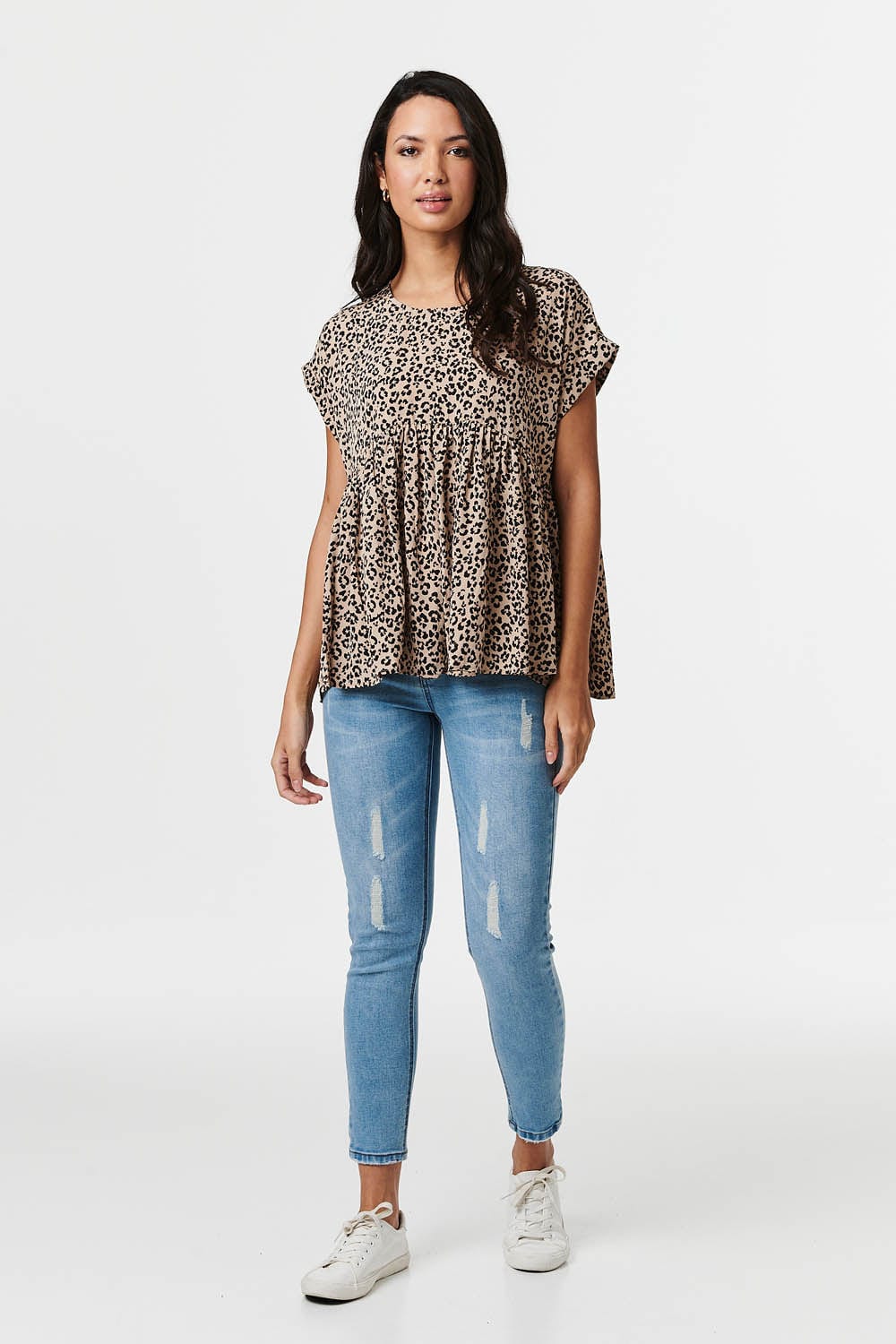 Stone | Leopard Print Short Sleeve Blouse