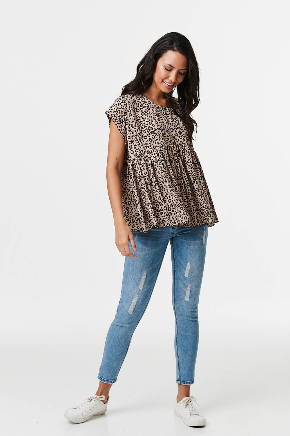 Stone | Leopard Print Short Sleeve Blouse