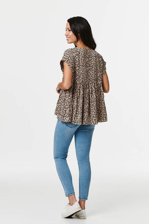 Stone | Leopard Print Short Sleeve Blouse