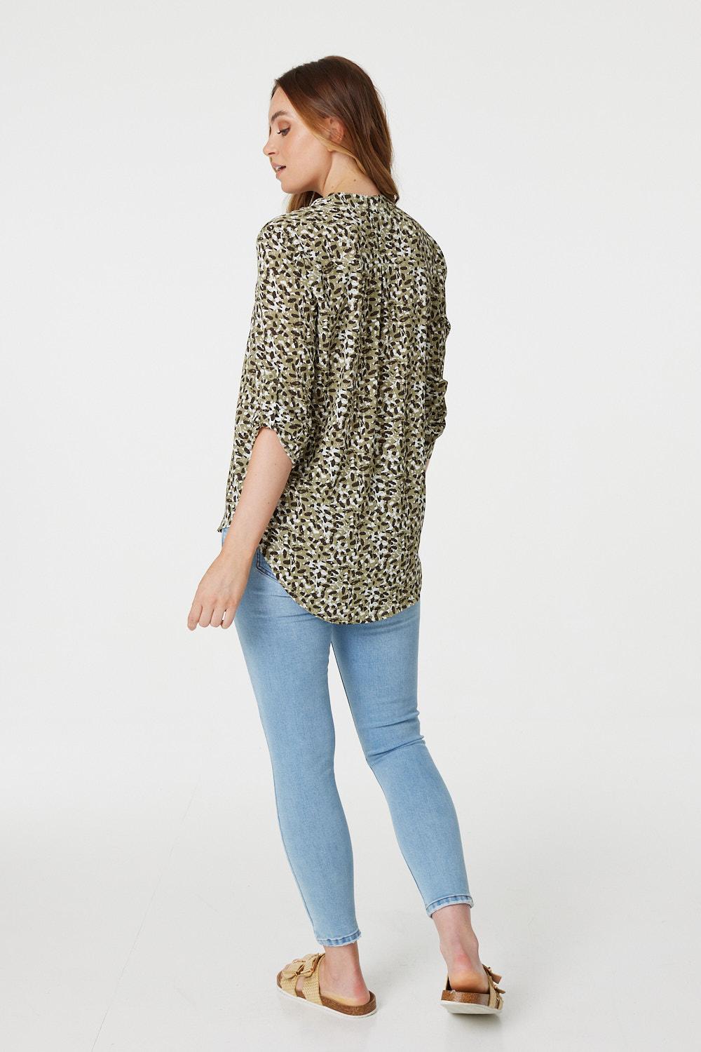 Sage | Printed 3/4 Sleeve Blouse