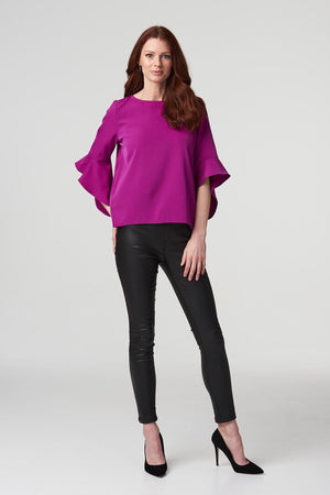 Purple | Ruffle Sleeve Blouse Top
