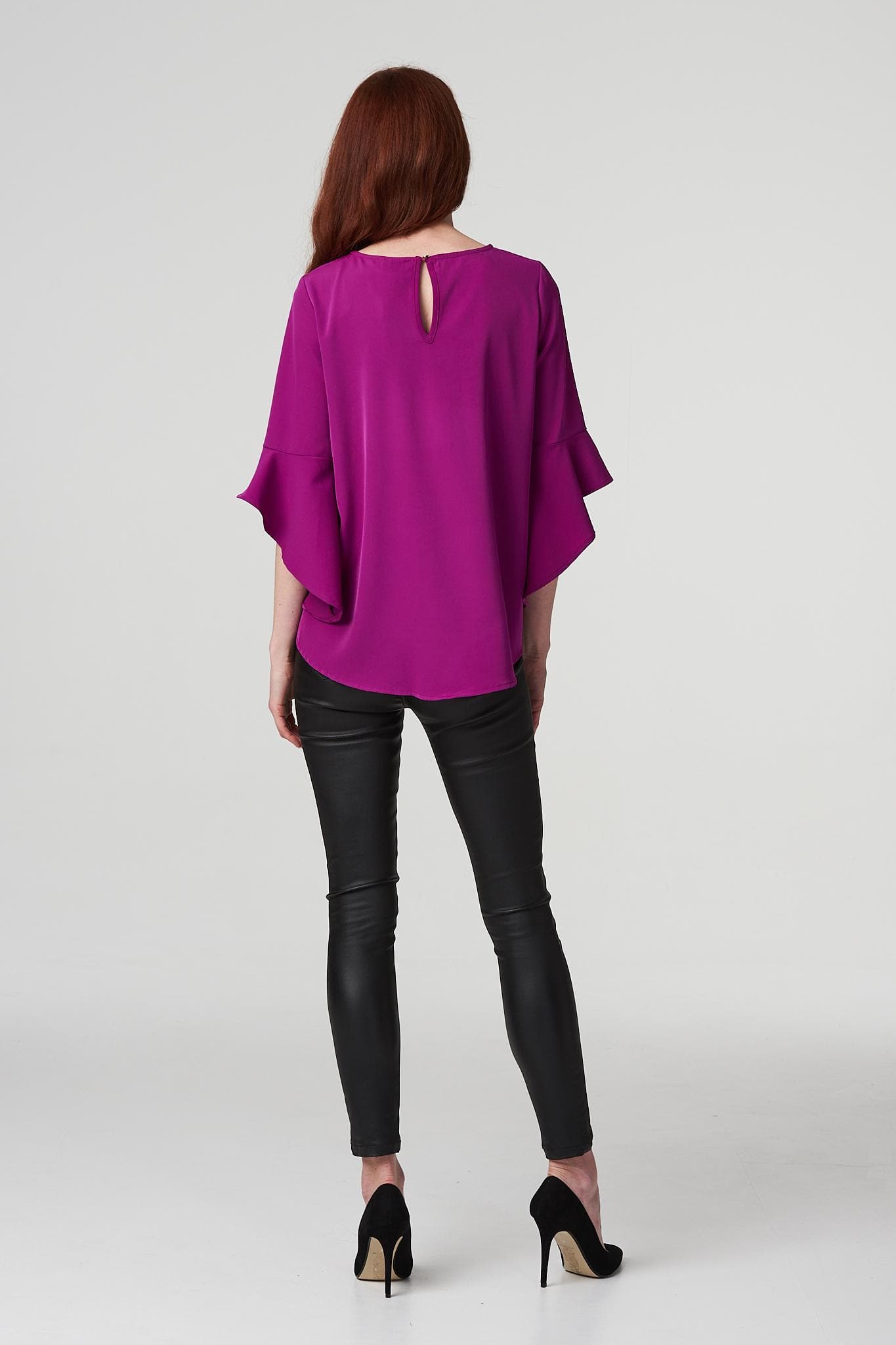 Purple | Ruffle Sleeve Blouse Top