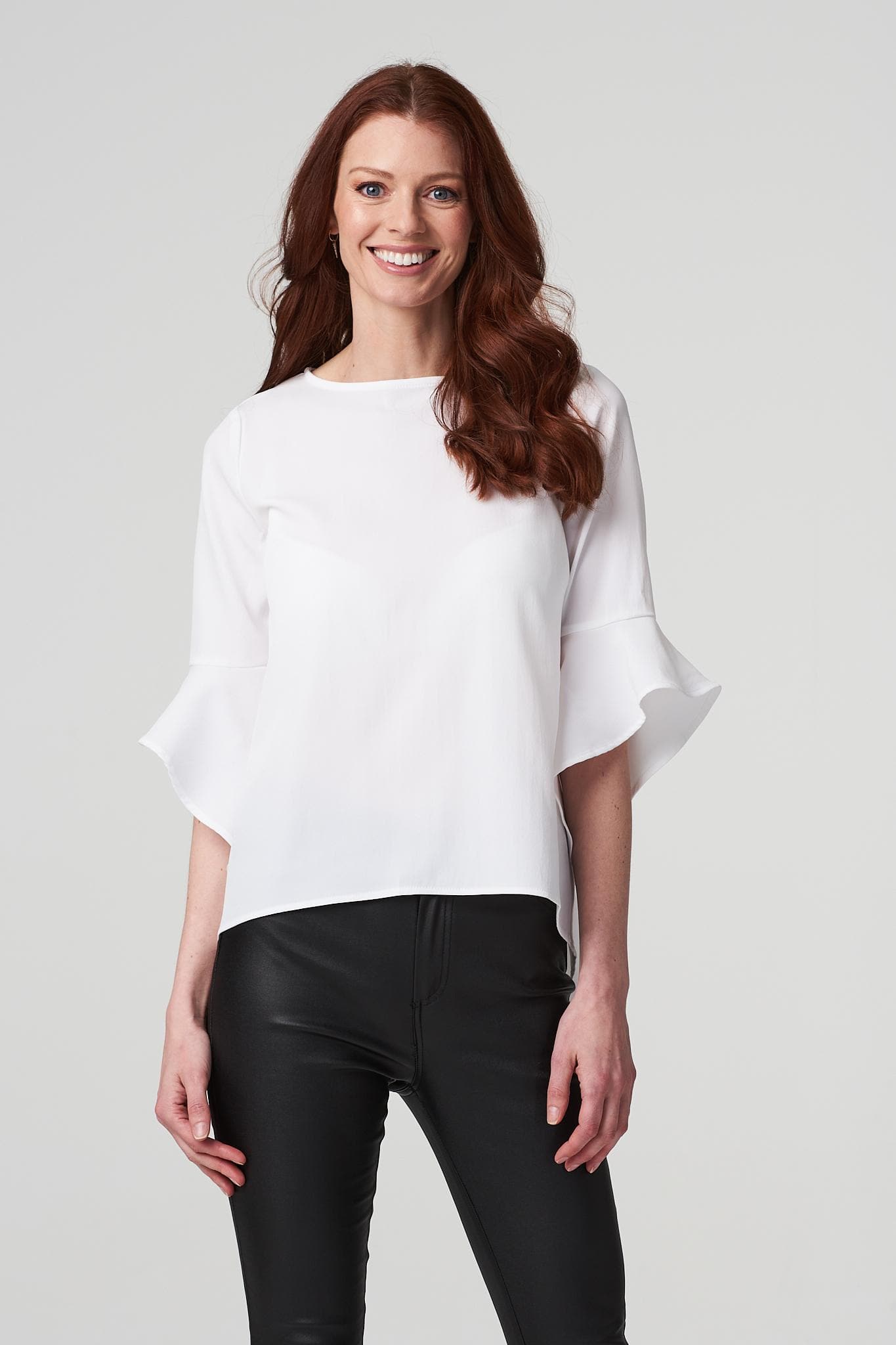 White | Ruffle Sleeve Blouse Top