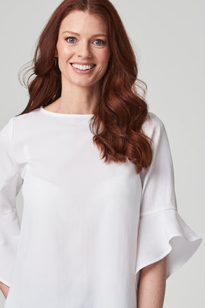 White | Ruffle Sleeve Blouse Top