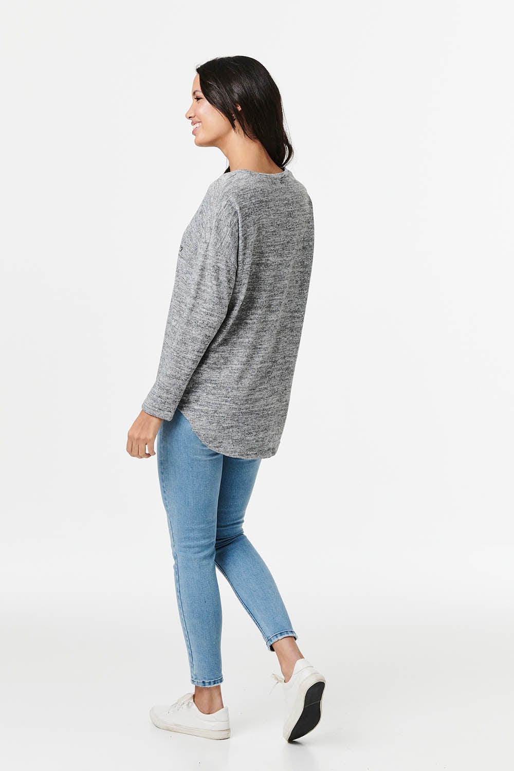 Light Grey | Paris Print Long Sleeve Top