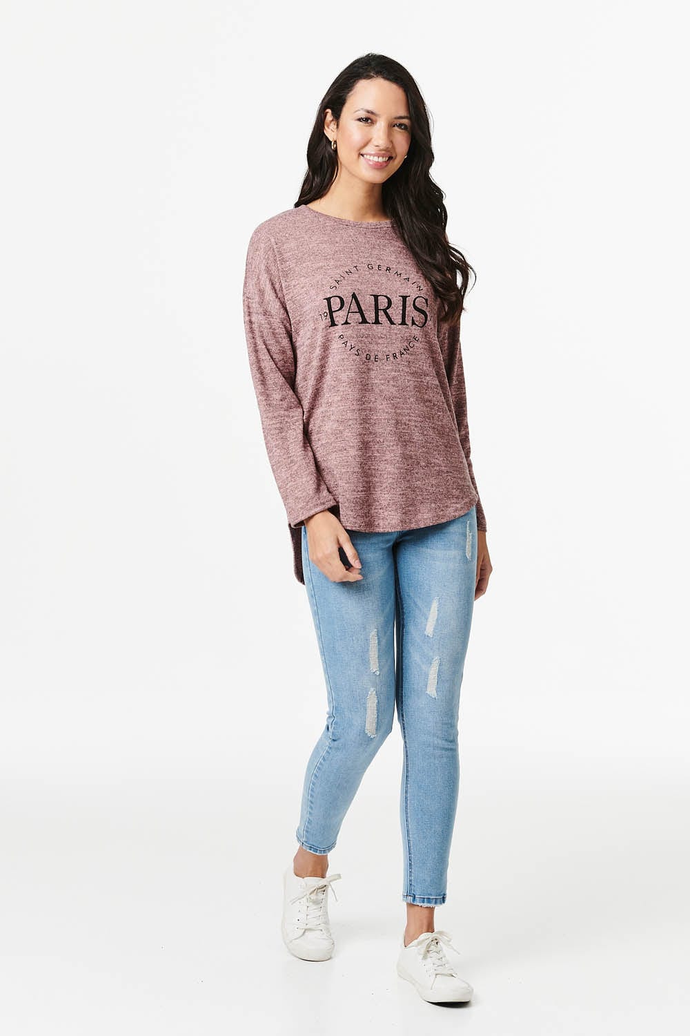 Pink | Paris Print Long Sleeve Top