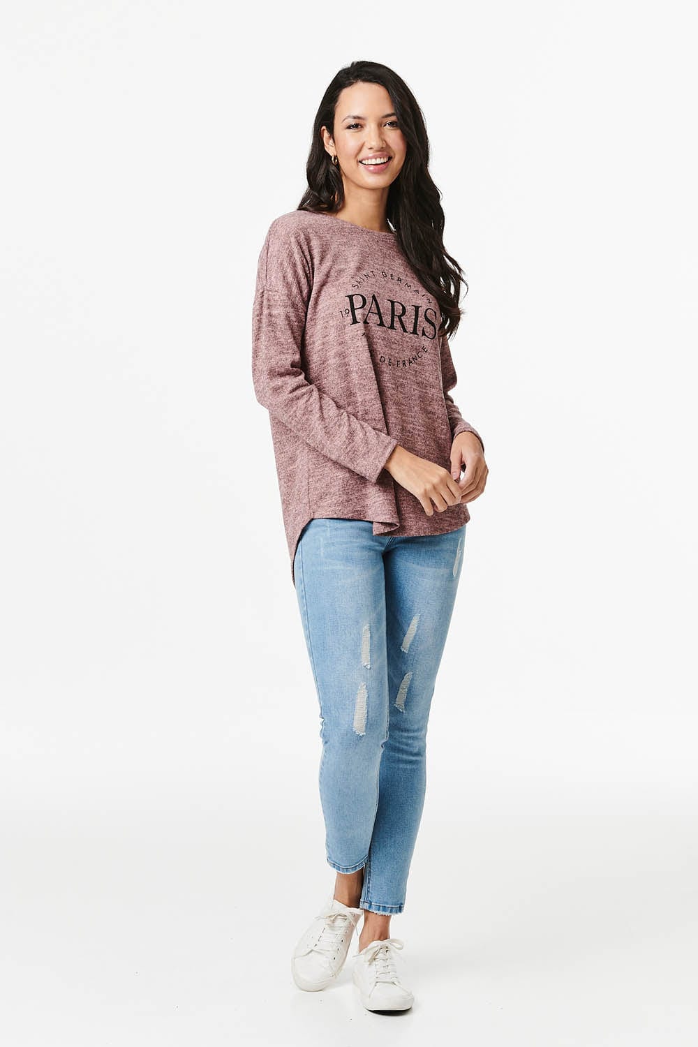 Pink | Paris Print Long Sleeve Top