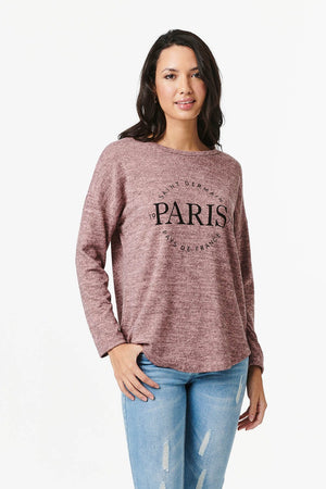 Pink | Paris Print Long Sleeve Top