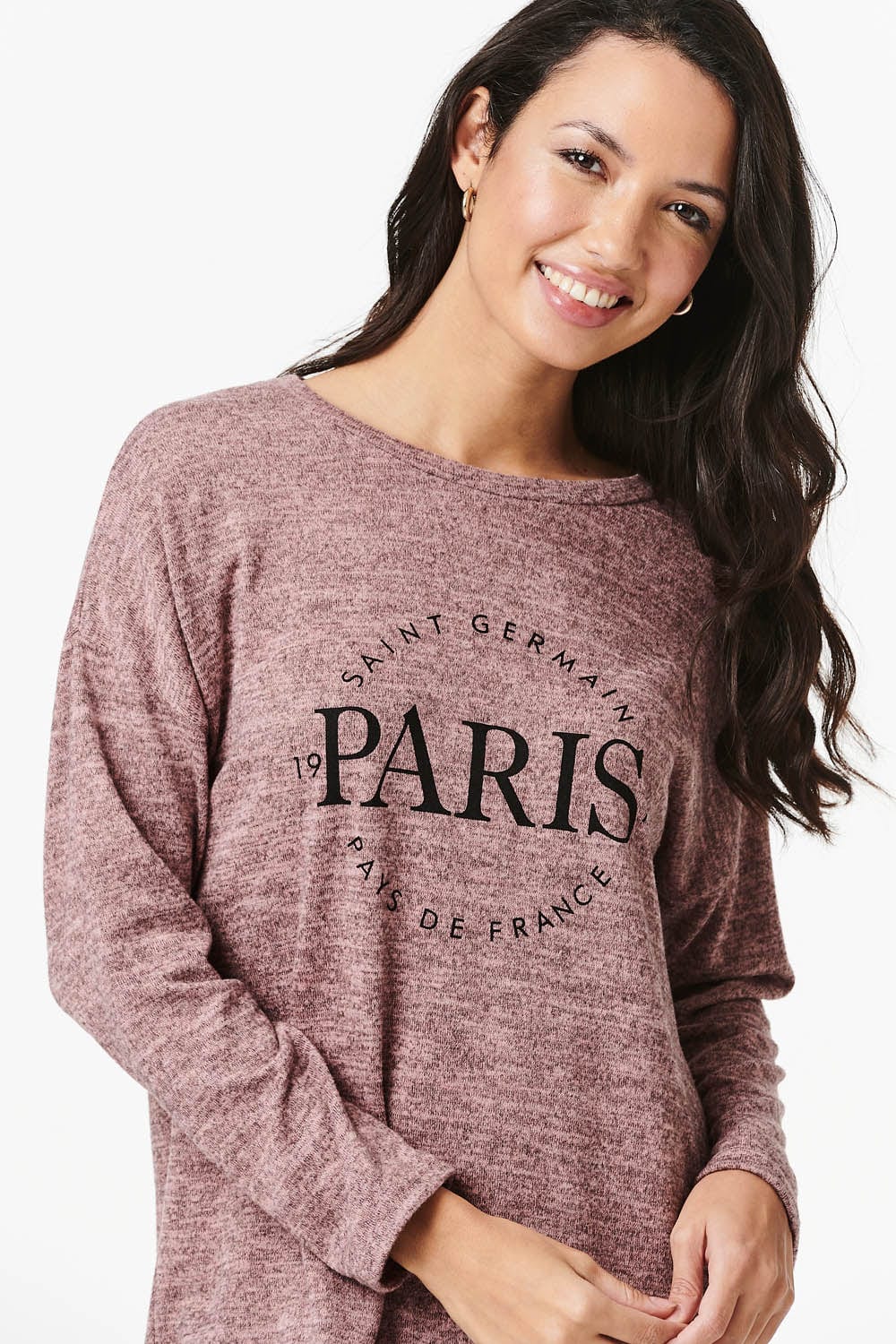Pink | Paris Print Long Sleeve Top
