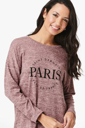 Pink | Paris Print Long Sleeve Top