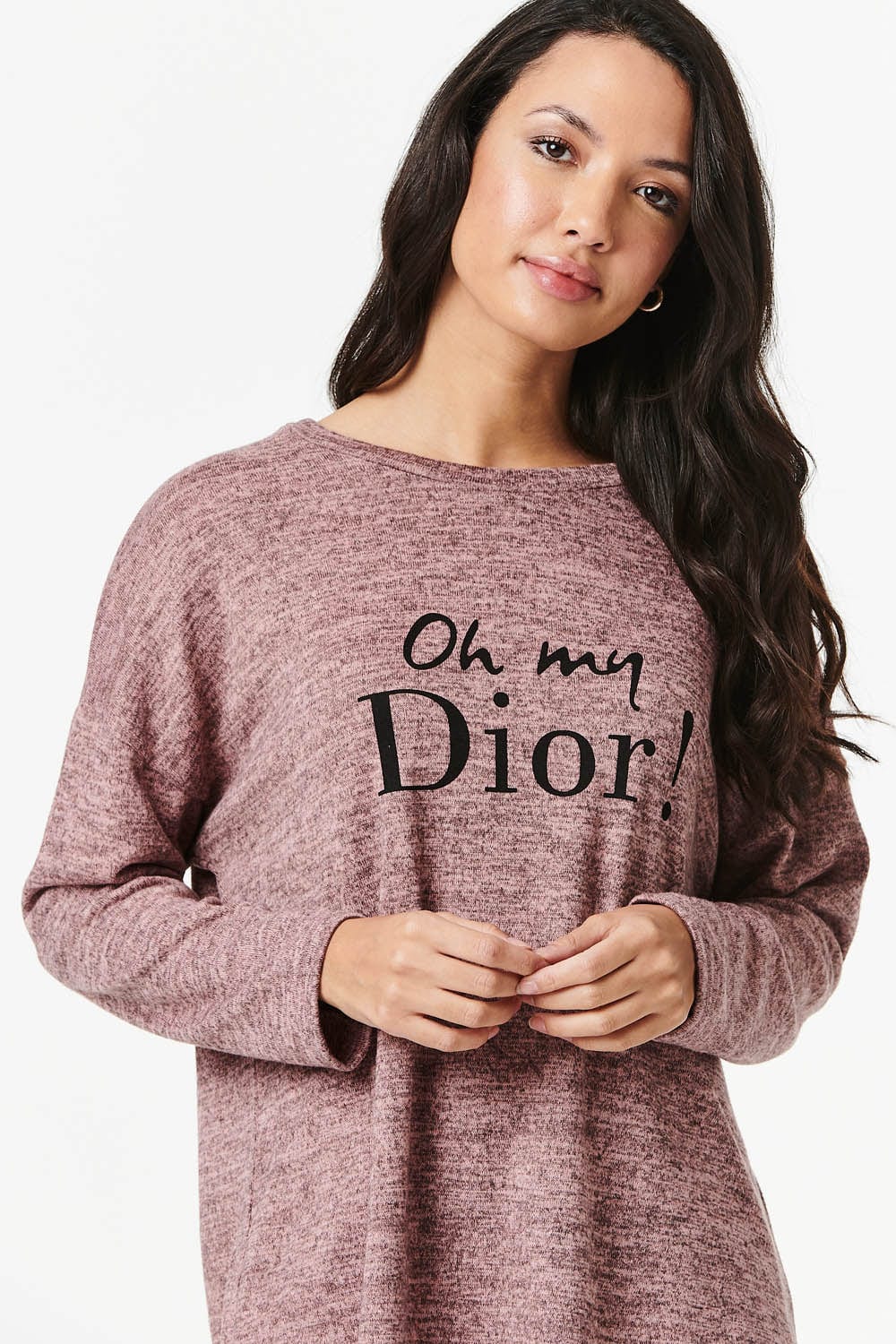 Pink | Slogan Print Long Sleeve Top