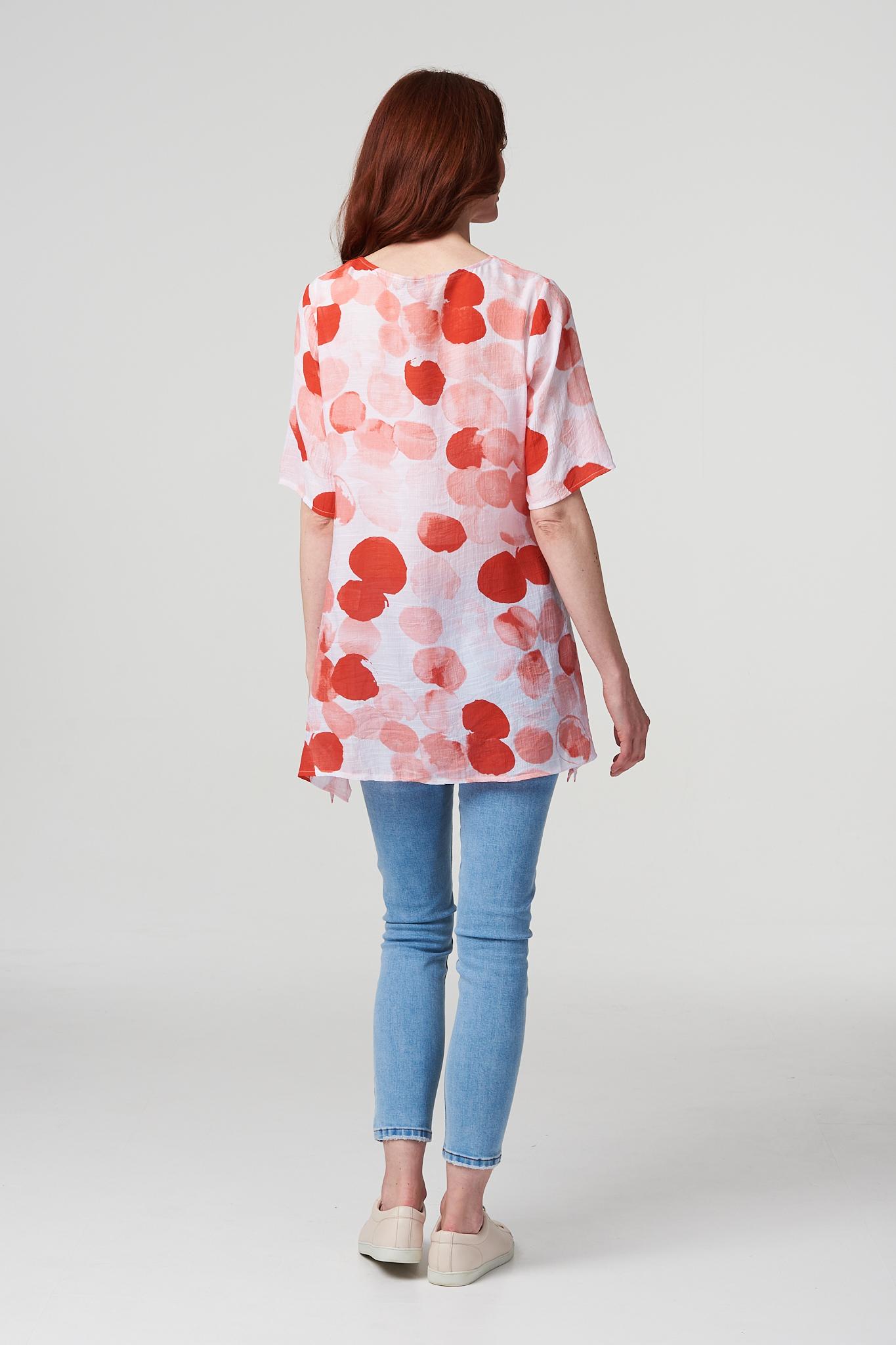 Coral | Polka Dot Layered Blouse Top