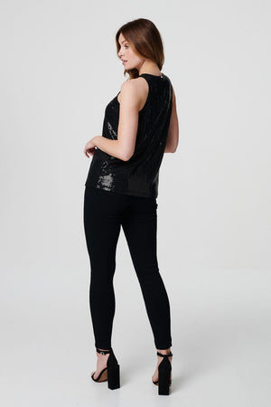 Pink | Metallic Embellished Vest Top