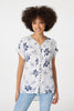 Navy | Floral Button Front Detail Blouse