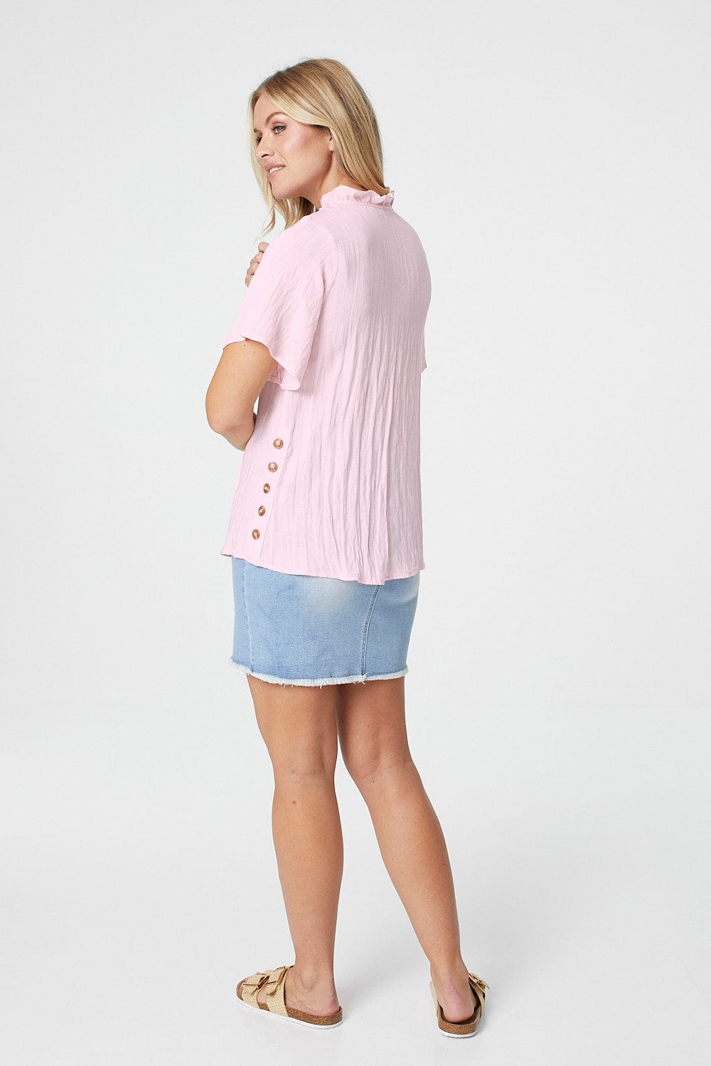 Pink | Short Sleeve V-Neck Top