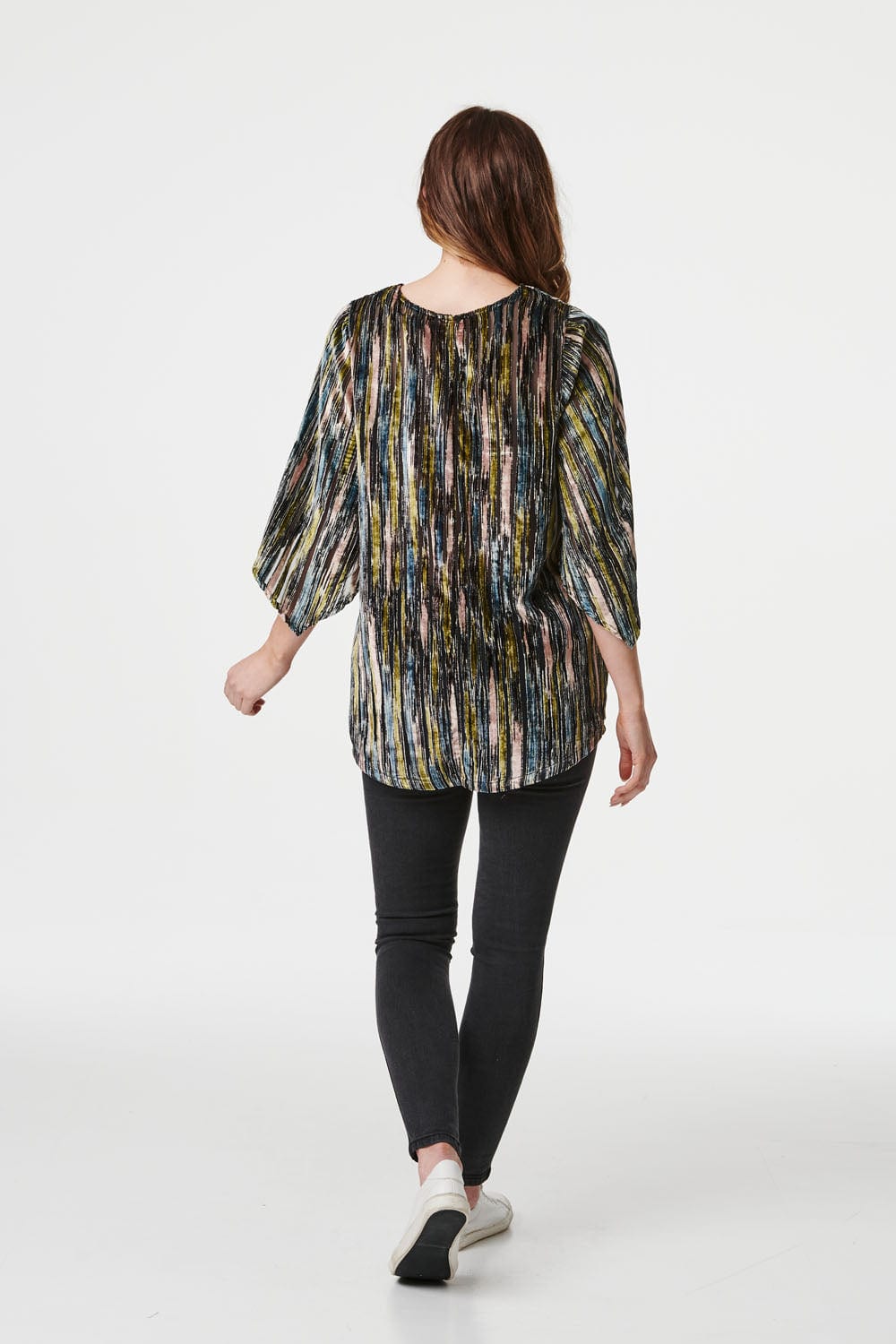 Black | Striped Batwing Sleeve Blouse