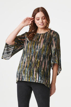 Black | Striped Batwing Sleeve Blouse