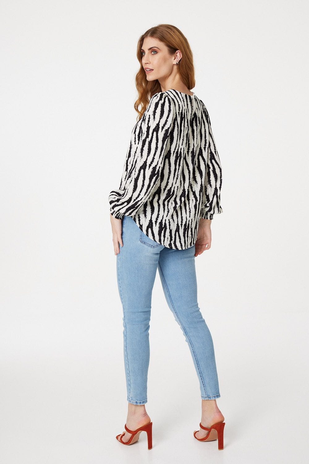 Cream | Zebra Print Long Sleeve Blouse
