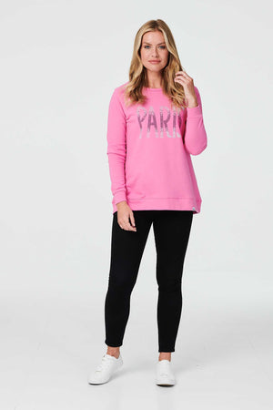 Pink | Paris Print Relaxed Sweatshirt