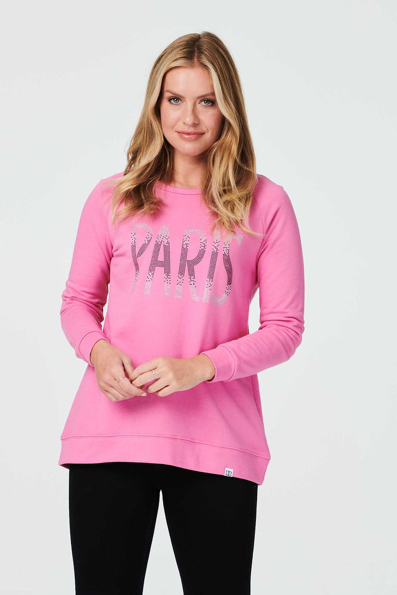 Pink | Paris Print Relaxed Sweatshirt