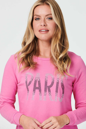 Pink | Paris Print Relaxed Sweatshirt