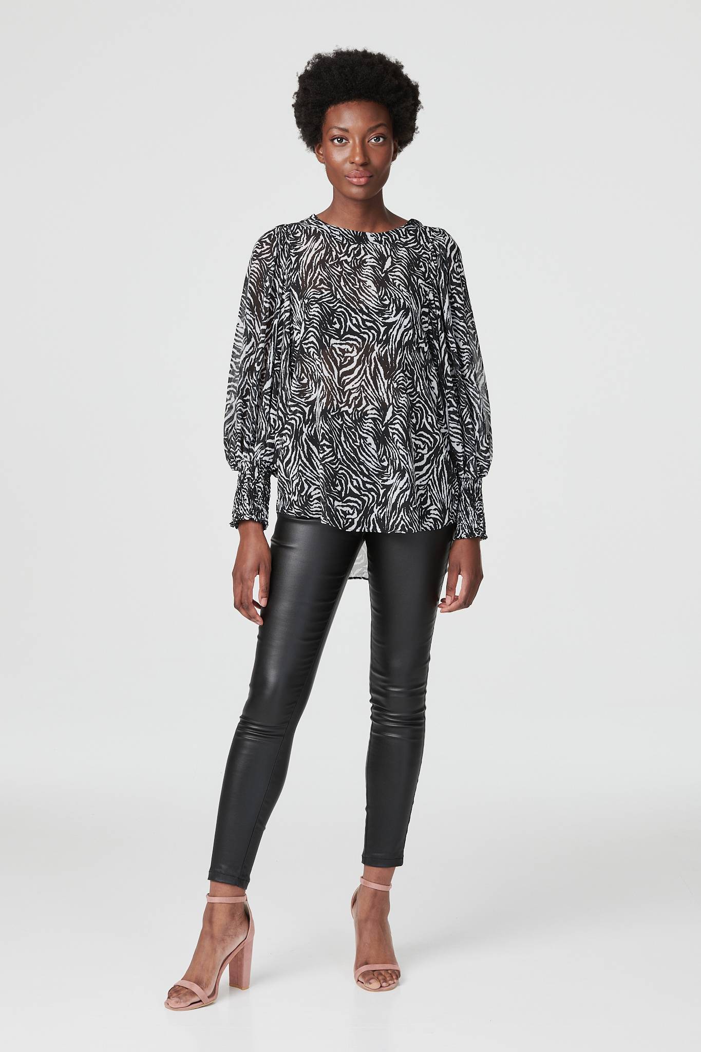 Black And White | Zebra Print Long Sleeve Blouse