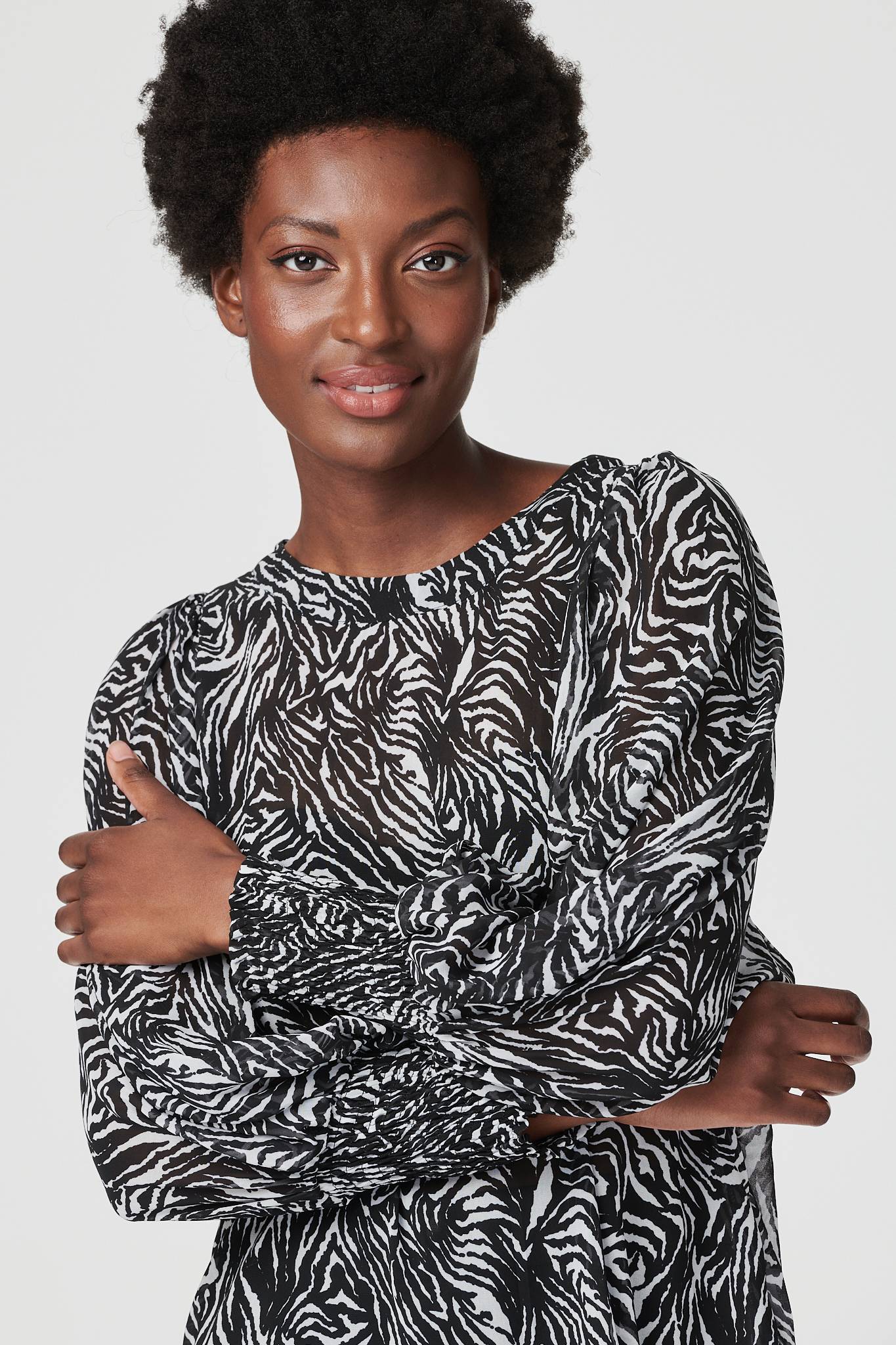Black And White | Zebra Print Long Sleeve Blouse