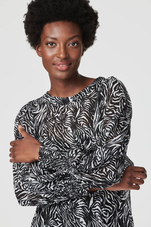 Black And White | Zebra Print Long Sleeve Blouse