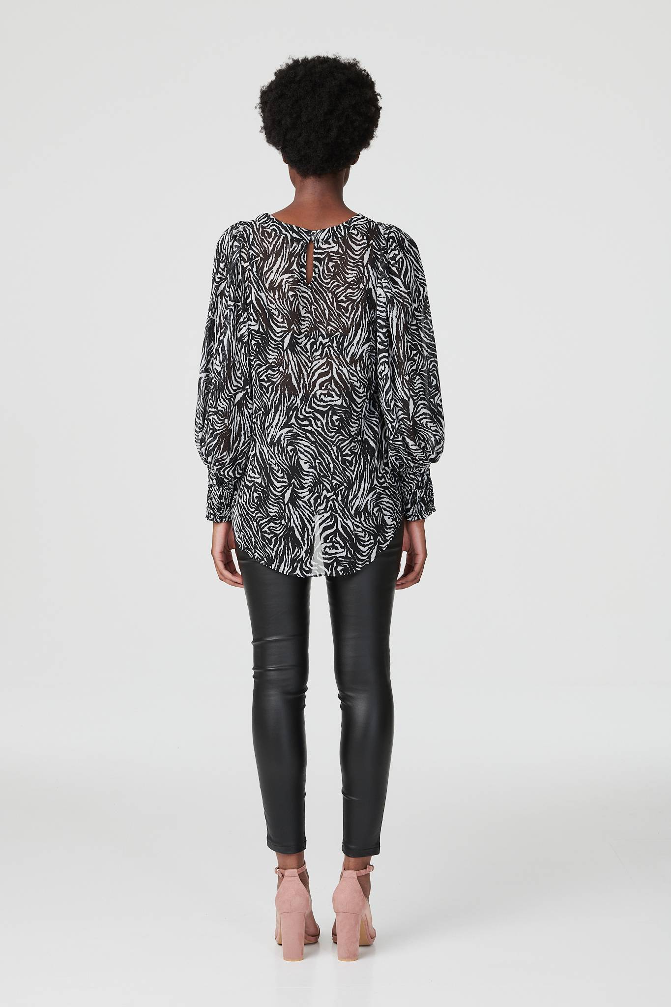 Black And White | Zebra Print Long Sleeve Blouse