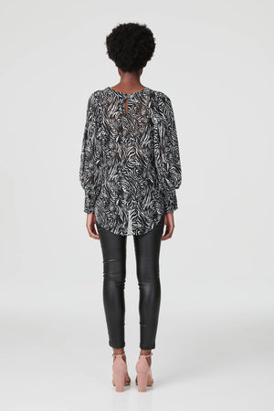 Black And White | Zebra Print Long Sleeve Blouse