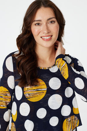 Navy | Polka Dot Layered Hanky Hem T-Shirt