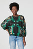 Black | Printed Satin Oversized Blouse