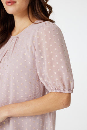 Pink | Polka Dot Chiffon Blouse