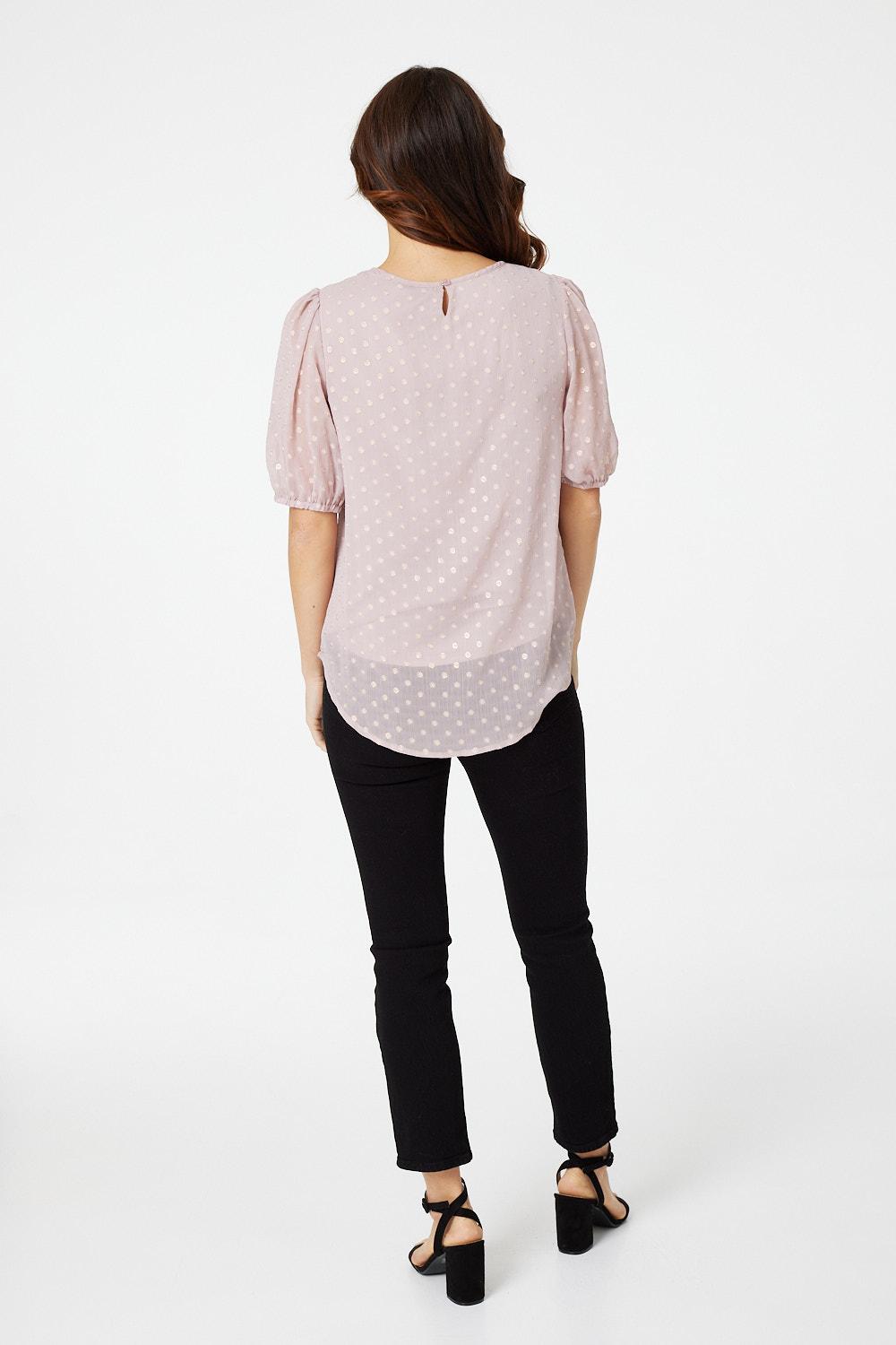Pink | Polka Dot Chiffon Blouse