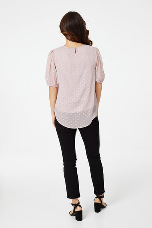 Pink | Polka Dot Chiffon Blouse