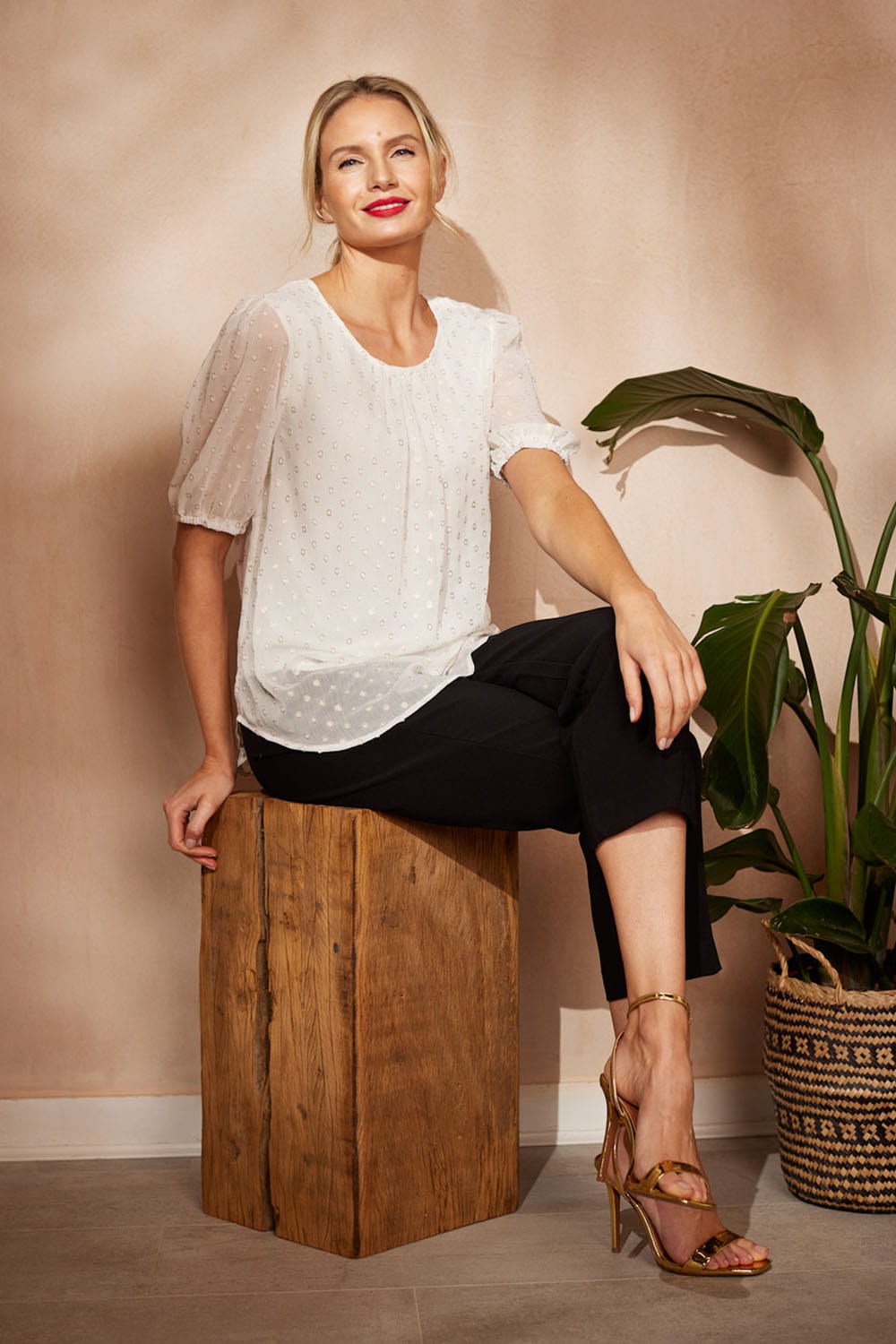 White | Polka Dot Chiffon Blouse