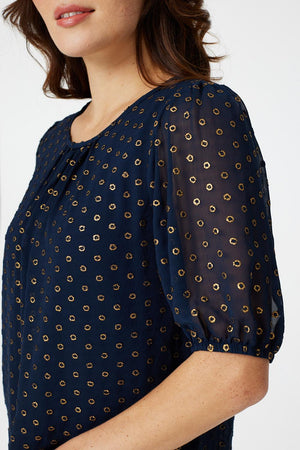Navy | Polka Dot Chiffon Blouse